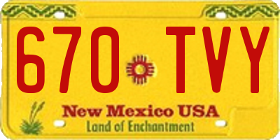 NM license plate 670TVY