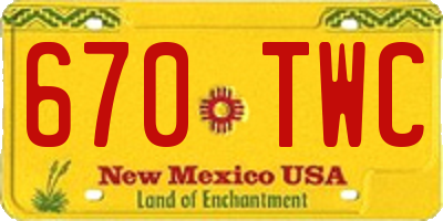 NM license plate 670TWC