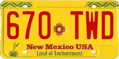 NM license plate 670TWD