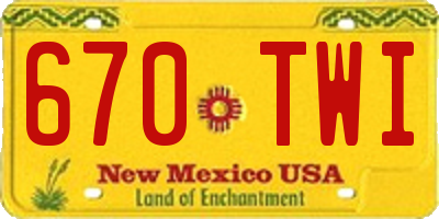 NM license plate 670TWI