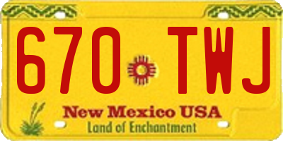 NM license plate 670TWJ