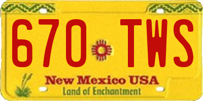 NM license plate 670TWS