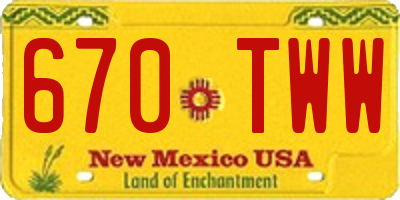 NM license plate 670TWW