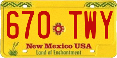 NM license plate 670TWY