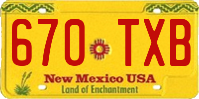 NM license plate 670TXB