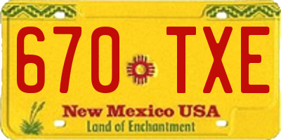 NM license plate 670TXE