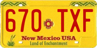 NM license plate 670TXF