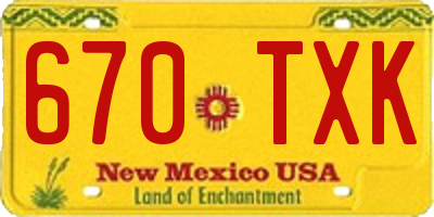 NM license plate 670TXK