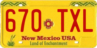 NM license plate 670TXL