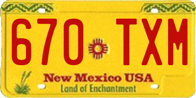 NM license plate 670TXM