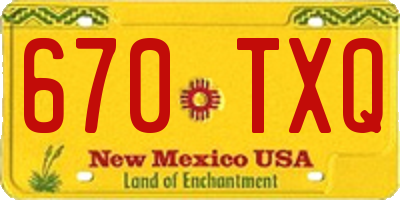 NM license plate 670TXQ