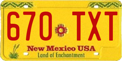 NM license plate 670TXT