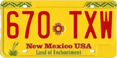 NM license plate 670TXW