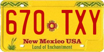 NM license plate 670TXY