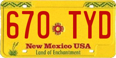 NM license plate 670TYD