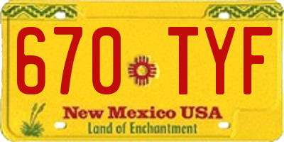 NM license plate 670TYF