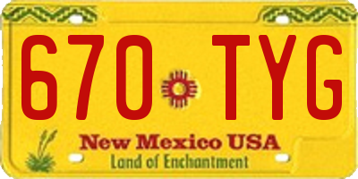 NM license plate 670TYG