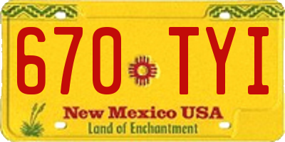 NM license plate 670TYI