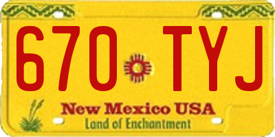 NM license plate 670TYJ