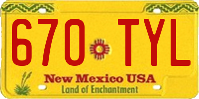 NM license plate 670TYL