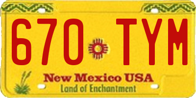 NM license plate 670TYM