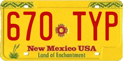 NM license plate 670TYP