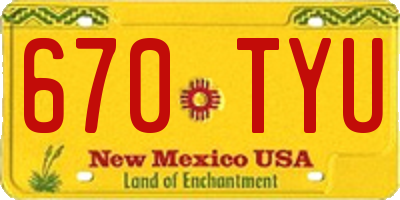 NM license plate 670TYU