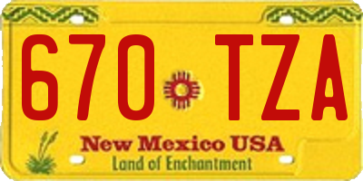 NM license plate 670TZA