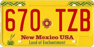 NM license plate 670TZB