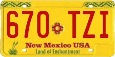 NM license plate 670TZI
