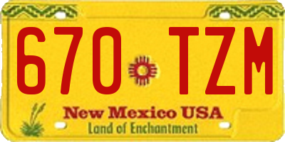 NM license plate 670TZM