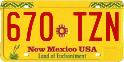 NM license plate 670TZN