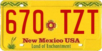 NM license plate 670TZT