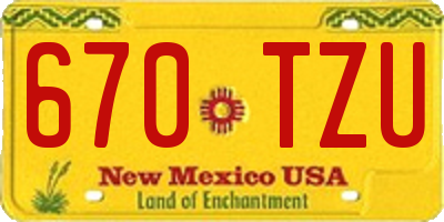 NM license plate 670TZU