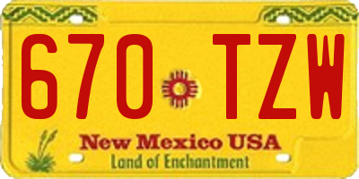 NM license plate 670TZW