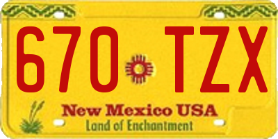 NM license plate 670TZX