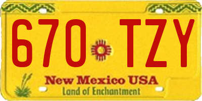 NM license plate 670TZY