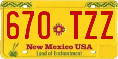 NM license plate 670TZZ