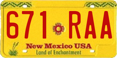 NM license plate 671RAA
