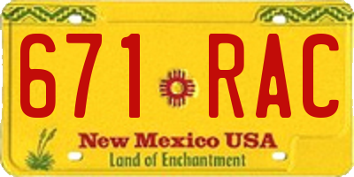 NM license plate 671RAC