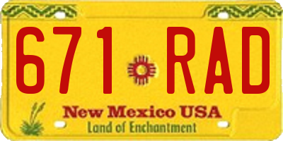 NM license plate 671RAD