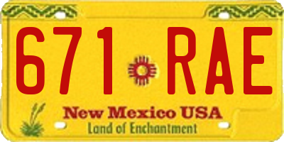 NM license plate 671RAE