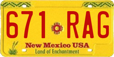 NM license plate 671RAG