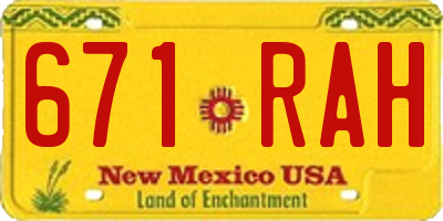 NM license plate 671RAH