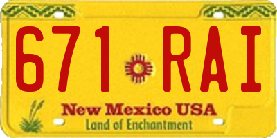 NM license plate 671RAI