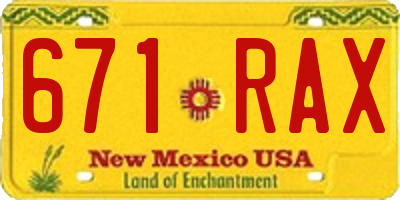 NM license plate 671RAX