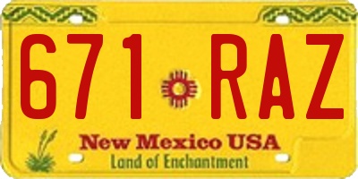 NM license plate 671RAZ