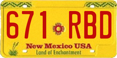 NM license plate 671RBD
