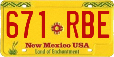 NM license plate 671RBE