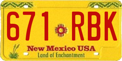 NM license plate 671RBK